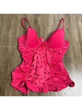 Victoria Secret Metallic Butterfly Corset Top 34C Ruched